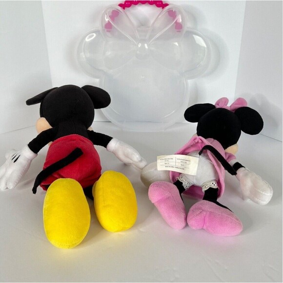 Disney  Mickey and Minnie Mouse Toy Plush Soft And Minnie Plastic Carry Case - Picture 4 of 14